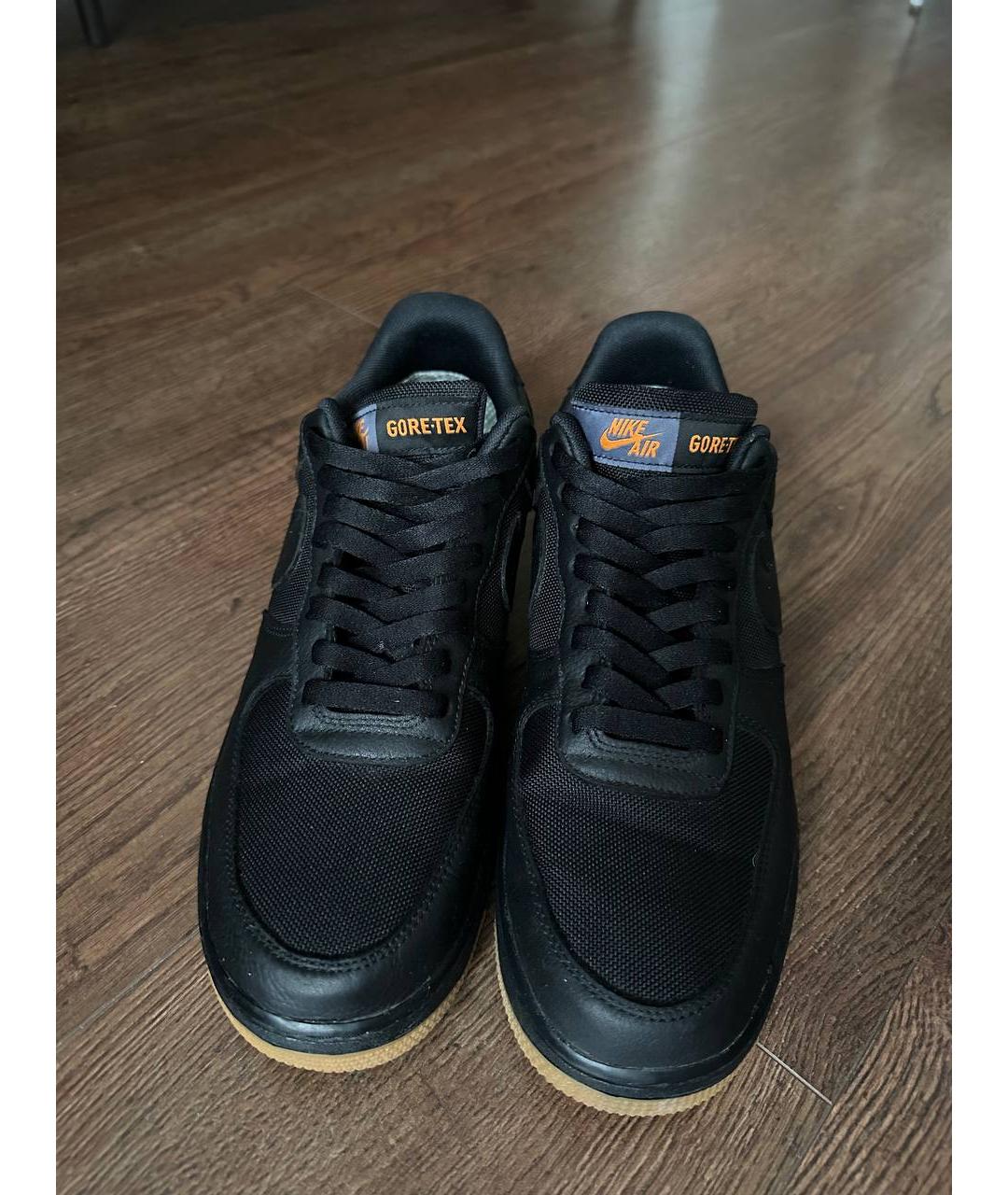 NIKE Черные кожаные низкие кроссовки / кеды, фото 2
