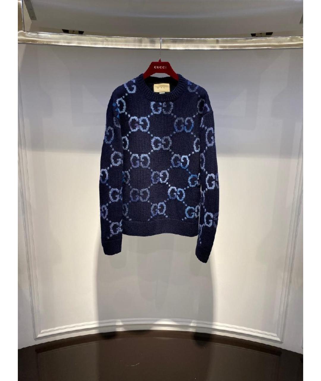 GUCCI Темно-синий шерстяной джемпер / свитер, фото 4