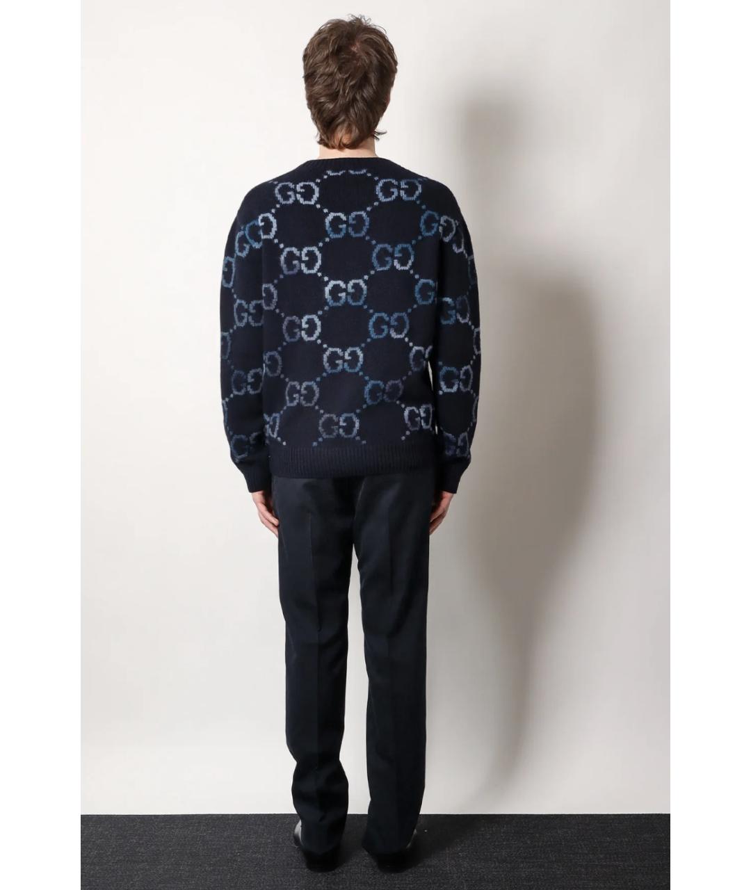 GUCCI Темно-синий шерстяной джемпер / свитер, фото 3