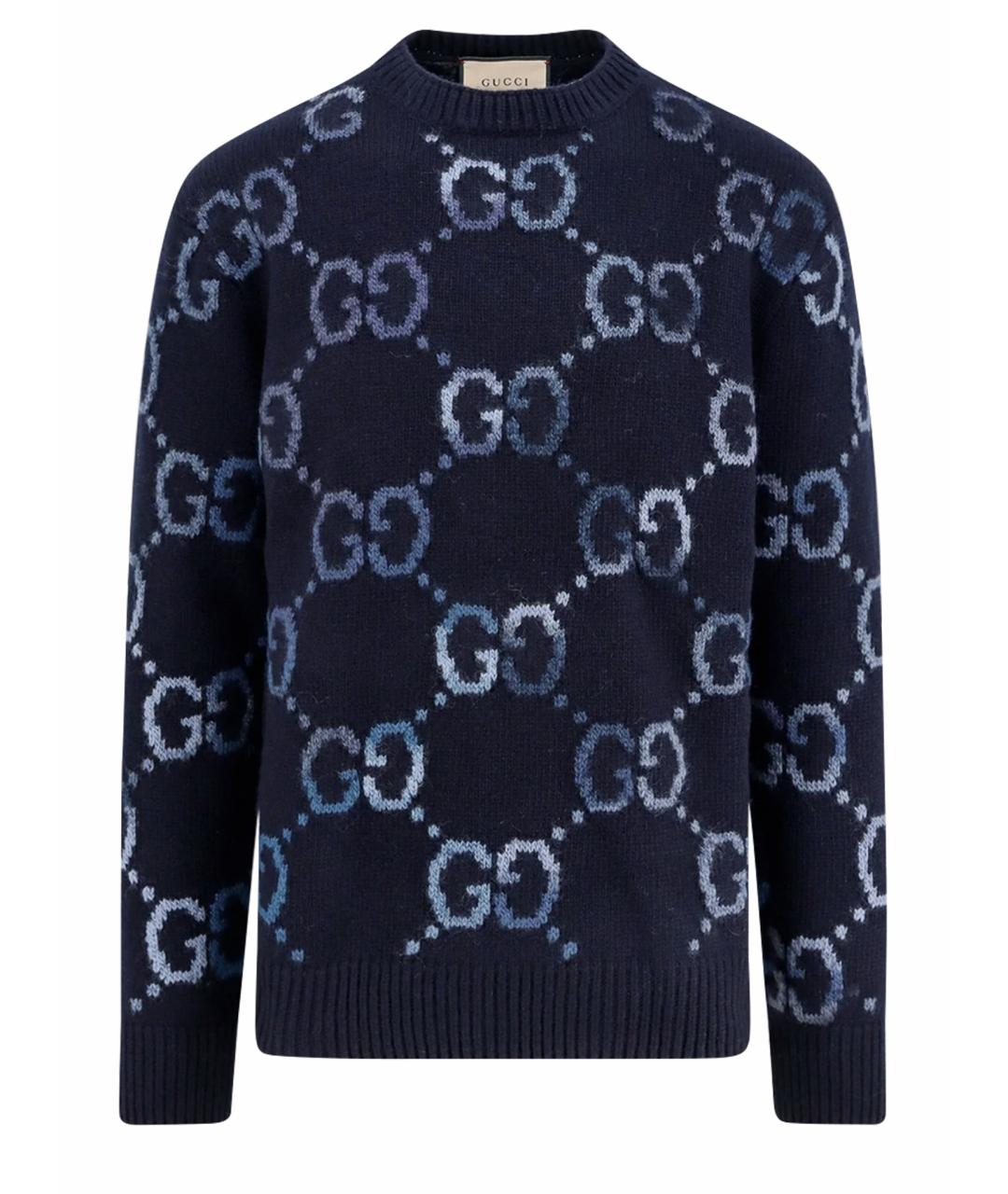 GUCCI Темно-синий шерстяной джемпер / свитер, фото 1