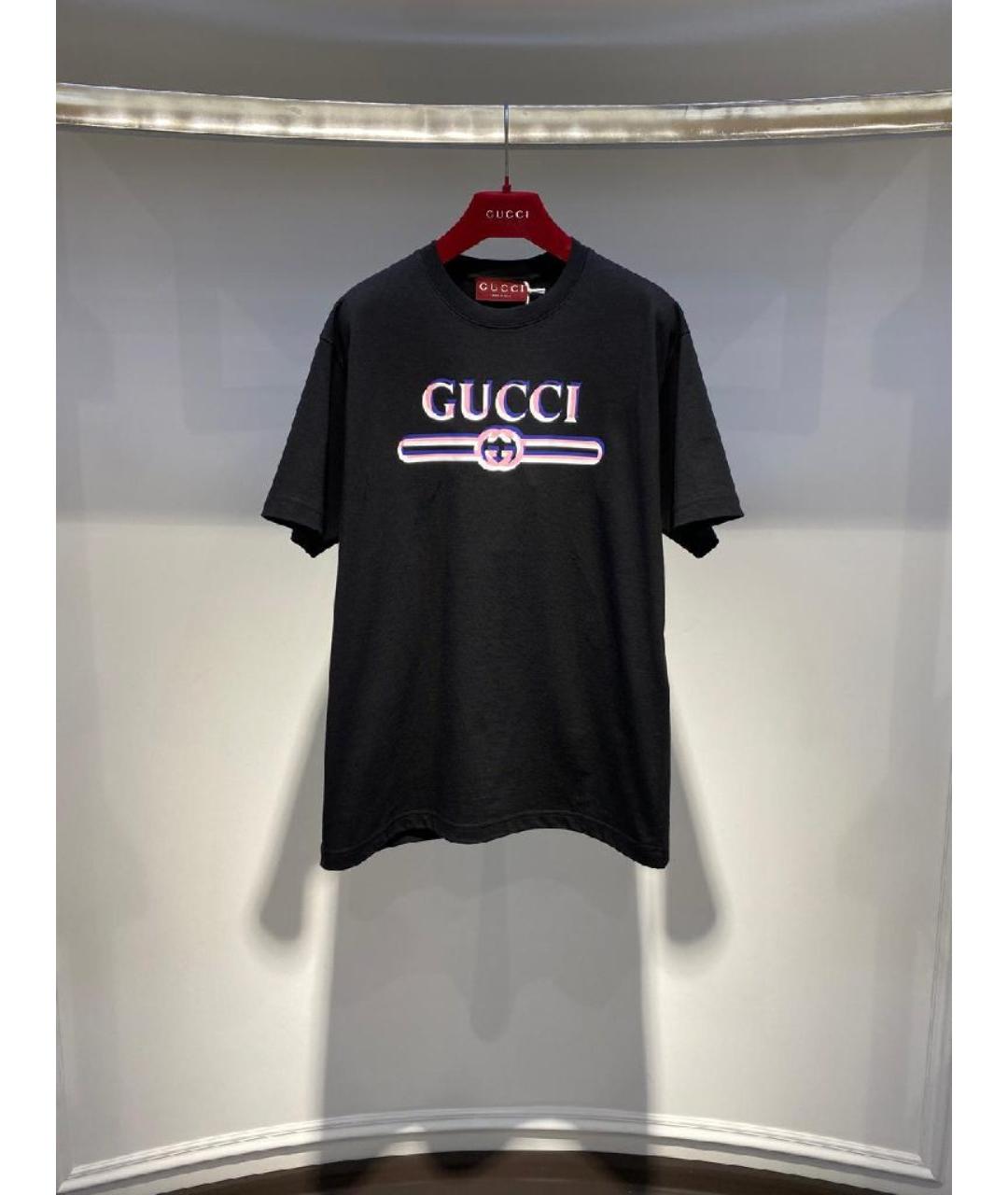 GUCCI Черная хлопковая футболка, фото 4