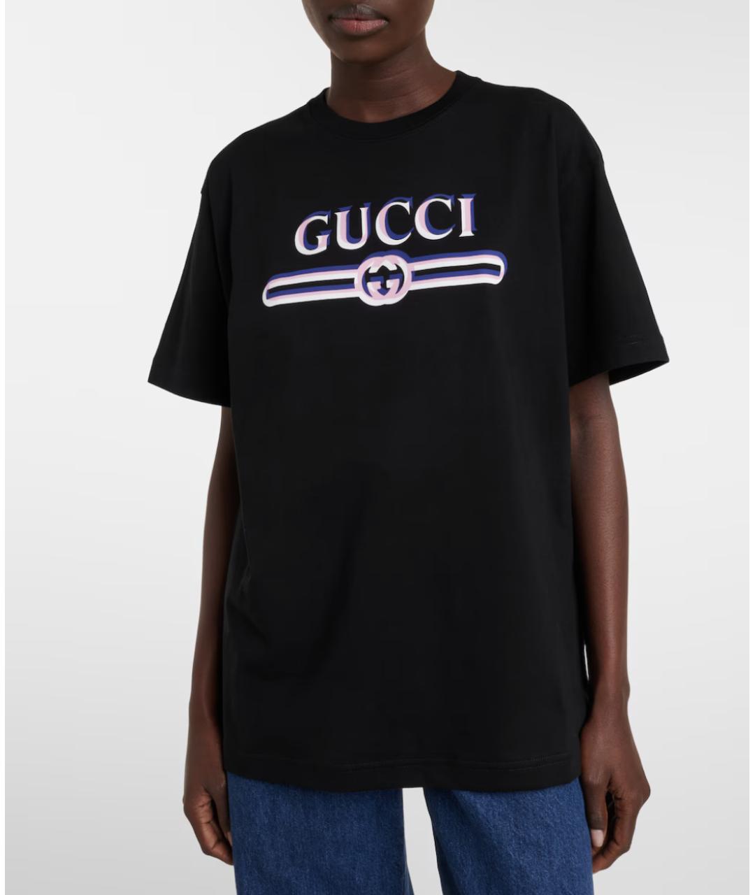 GUCCI Черная хлопковая футболка, фото 2