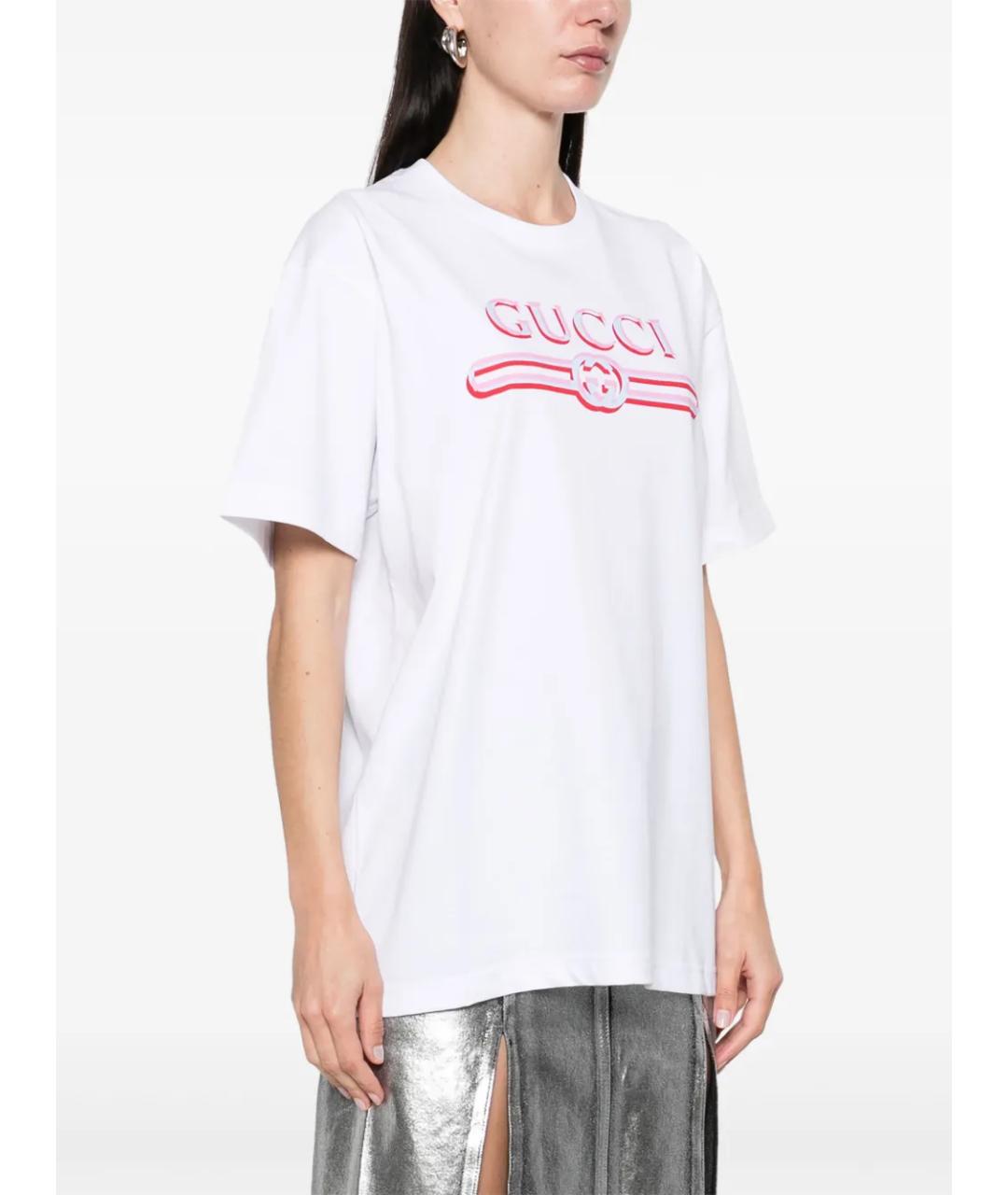 GUCCI Белая хлопковая футболка, фото 2