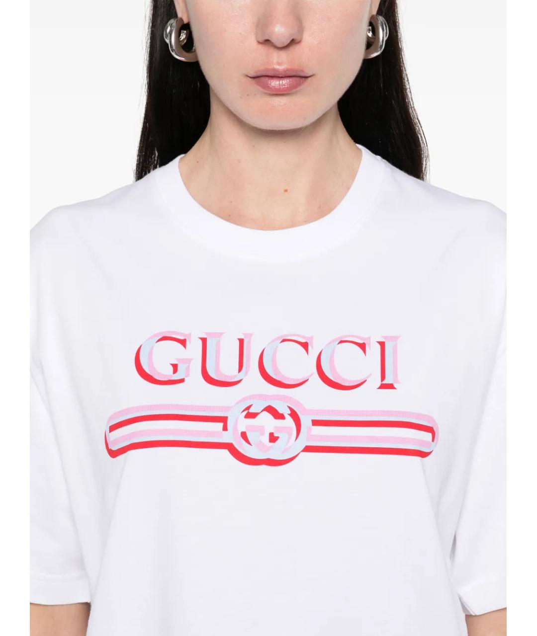 GUCCI Белая хлопковая футболка, фото 4
