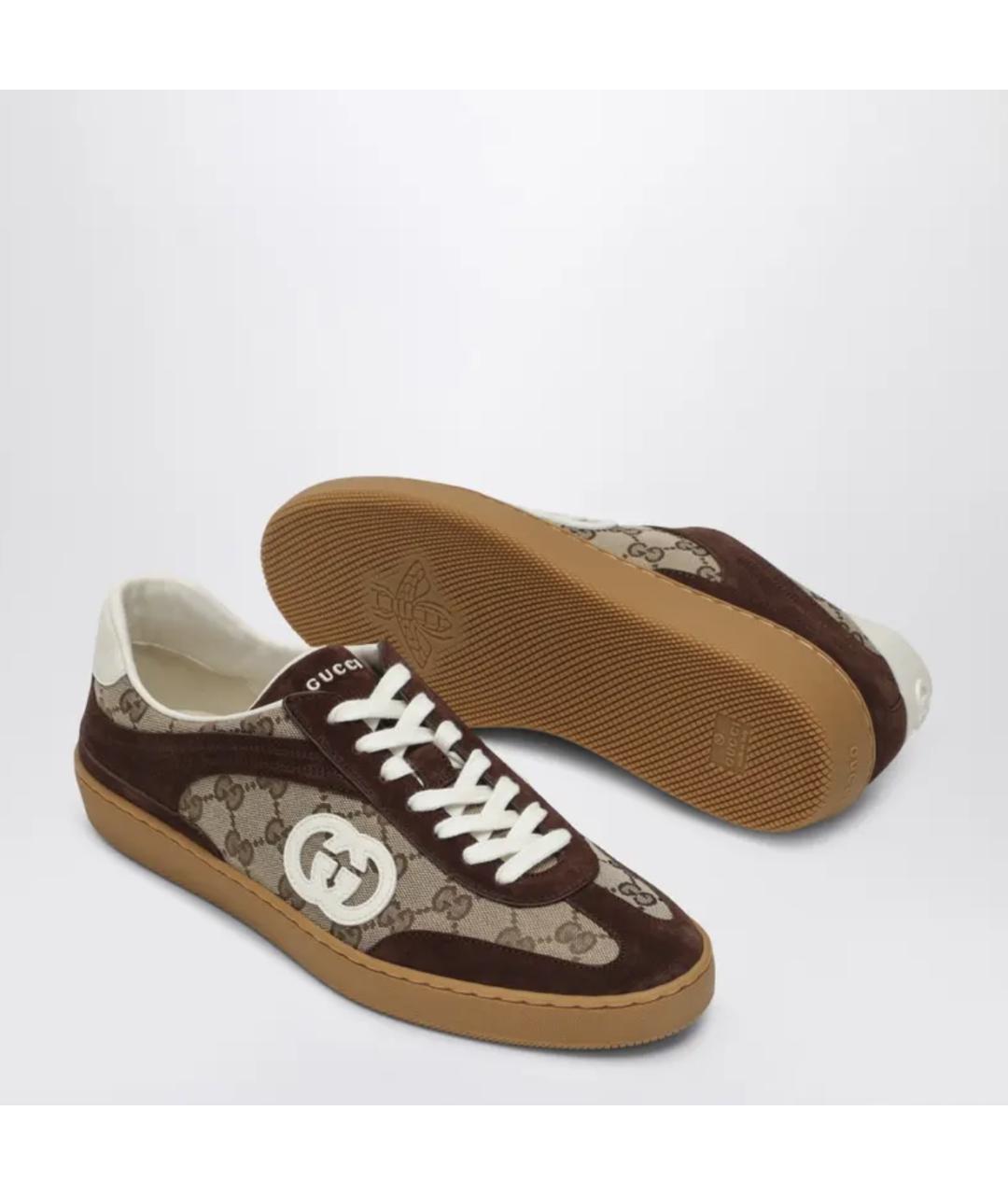 GUCCI Коричневые низкие кроссовки / кеды, фото 3