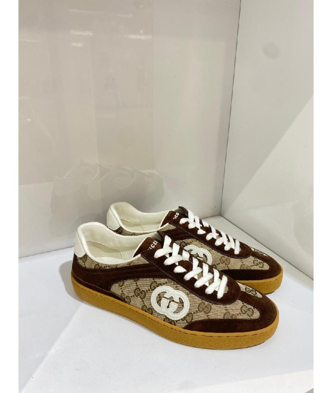 GUCCI Коричневые низкие кроссовки / кеды, фото 4