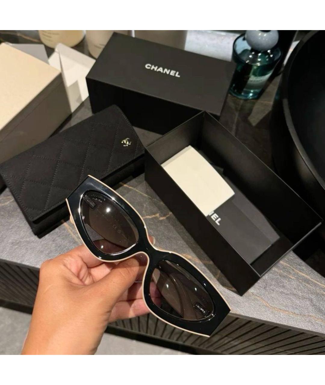 CHANEL Черные пластиковые солнцезащитные очки, фото 4