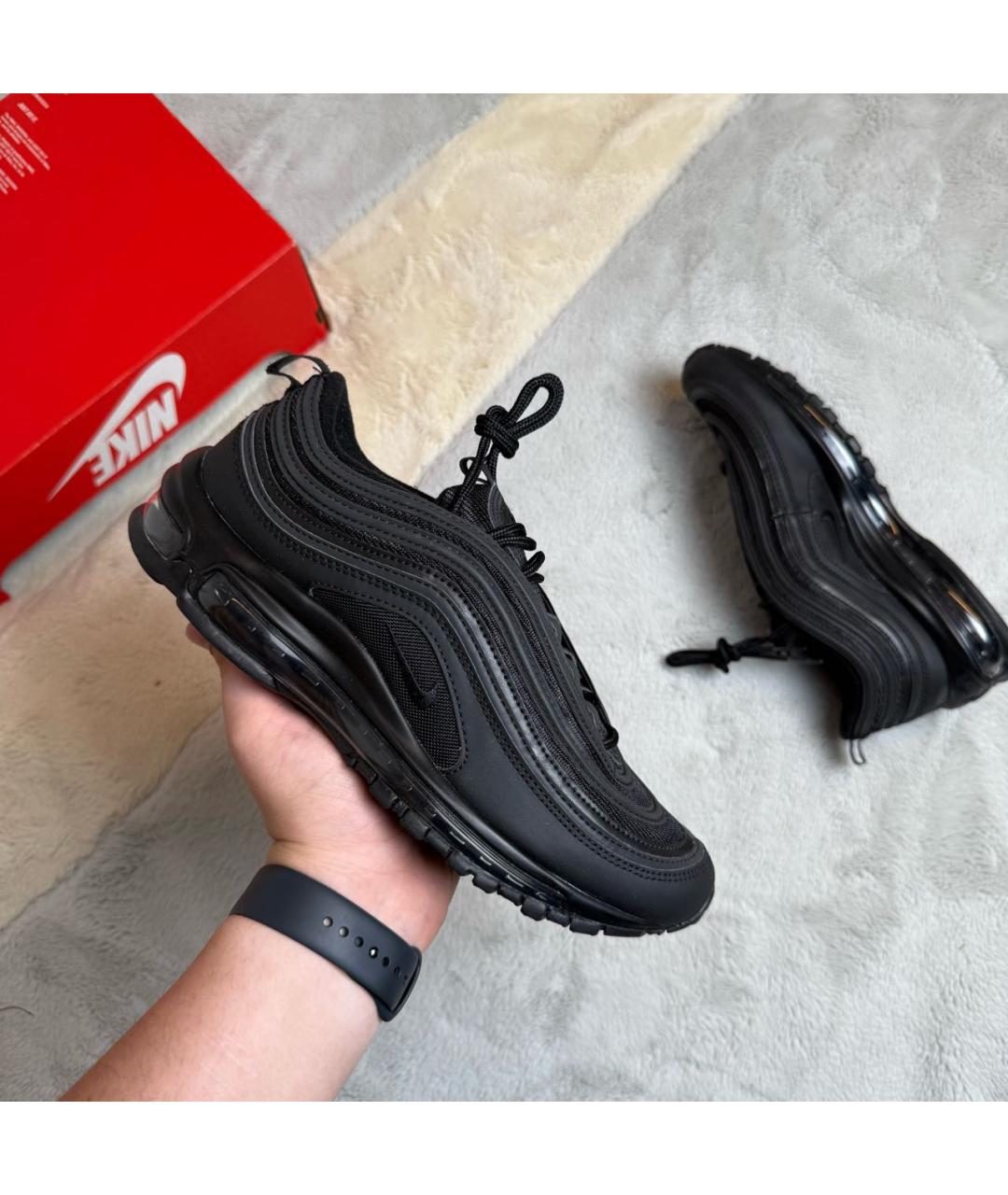 NIKE Черные кожаные низкие кроссовки / кеды, фото 2