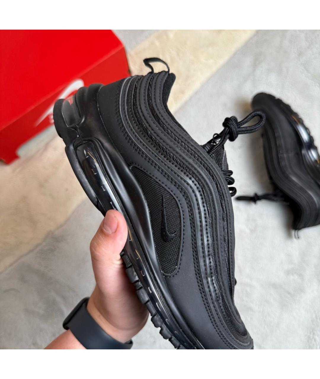 NIKE Черные кожаные низкие кроссовки / кеды, фото 5