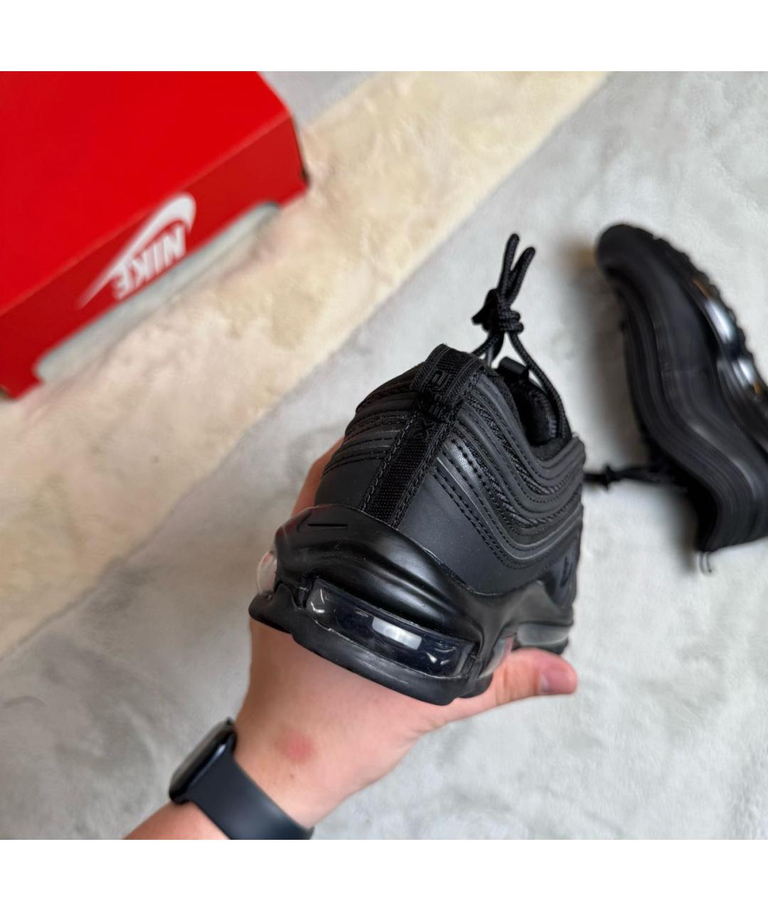 NIKE Черные кожаные низкие кроссовки / кеды, фото 3