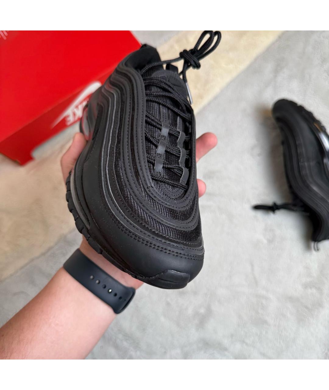 NIKE Черные кожаные низкие кроссовки / кеды, фото 7