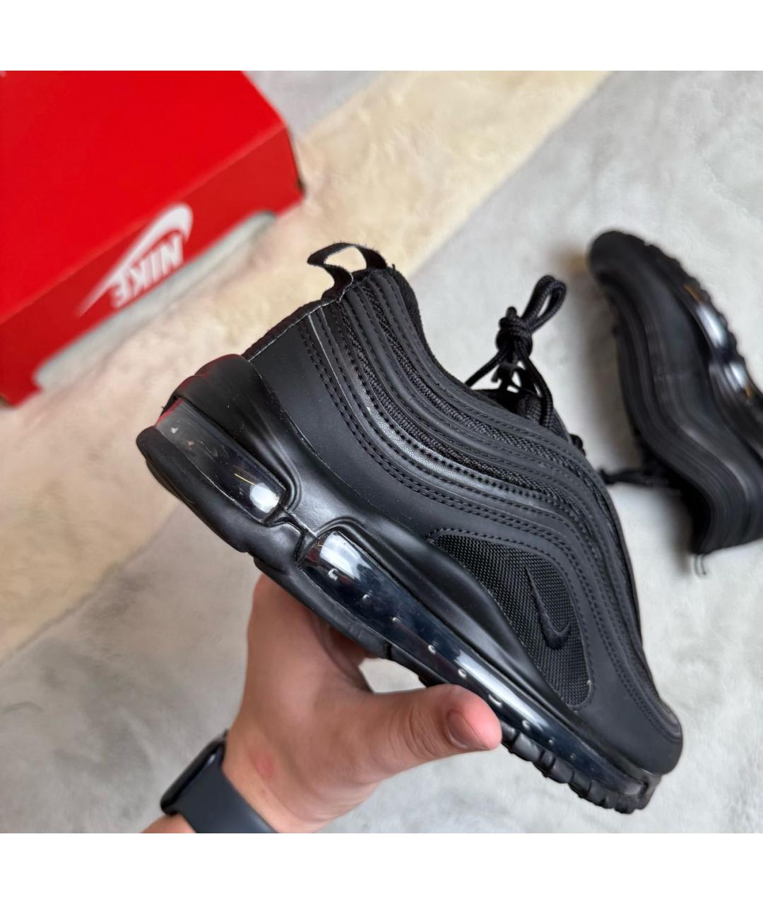 NIKE Черные кожаные низкие кроссовки / кеды, фото 4