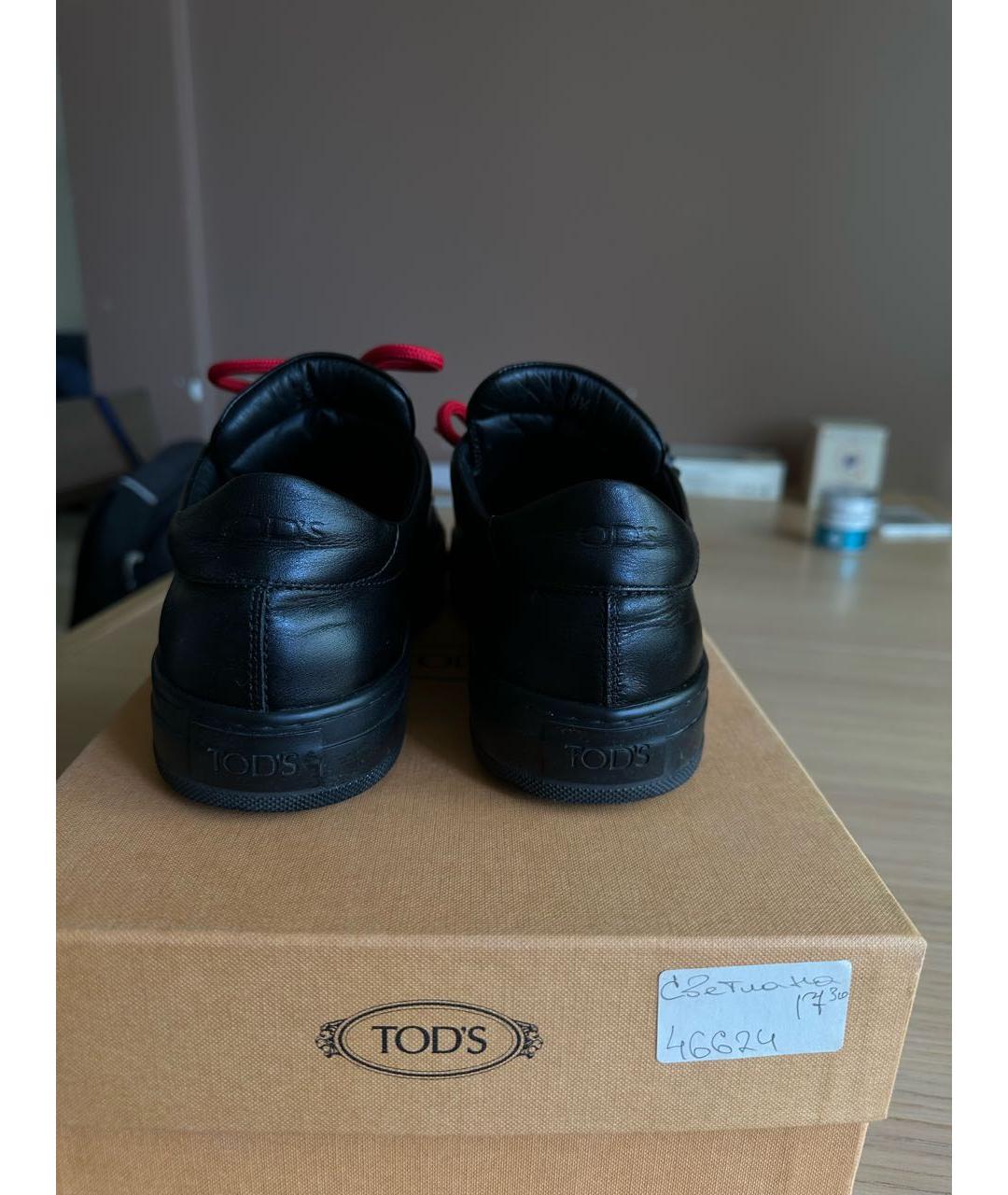 TOD'S Черные кожаные кеды, фото 4