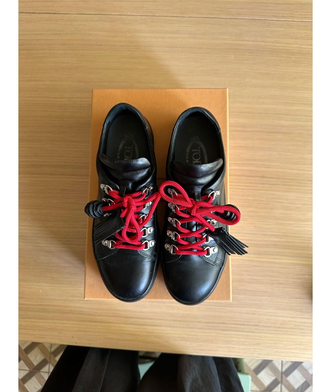 TOD'S Черные кожаные кеды, фото 3