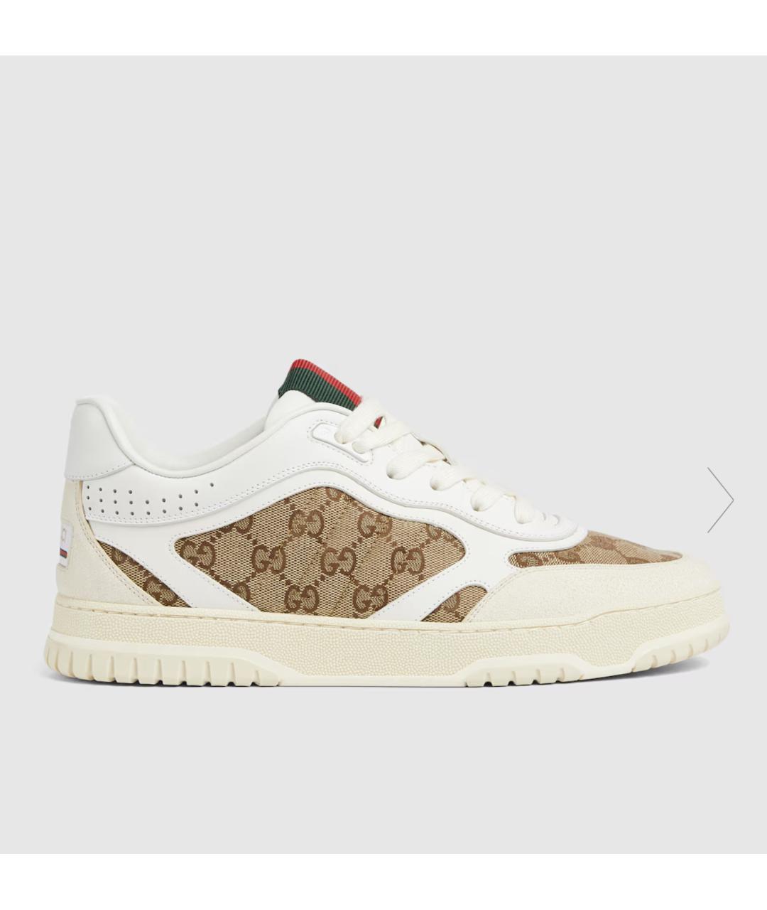 GUCCI Бежевые текстильные низкие кроссовки / кеды, фото 7