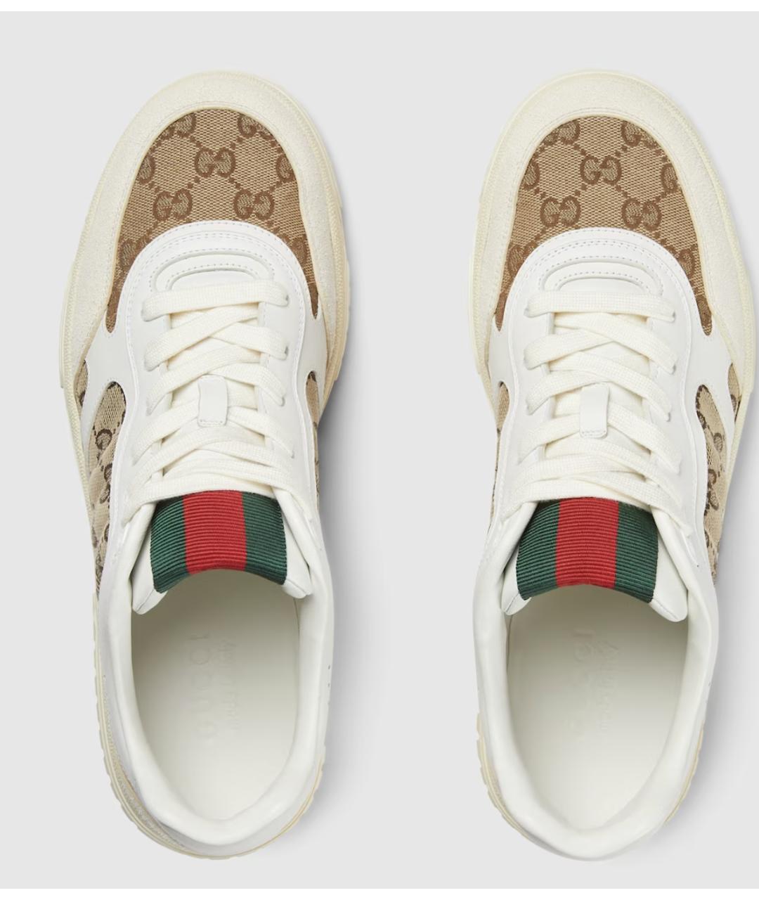 GUCCI Бежевые текстильные низкие кроссовки / кеды, фото 3