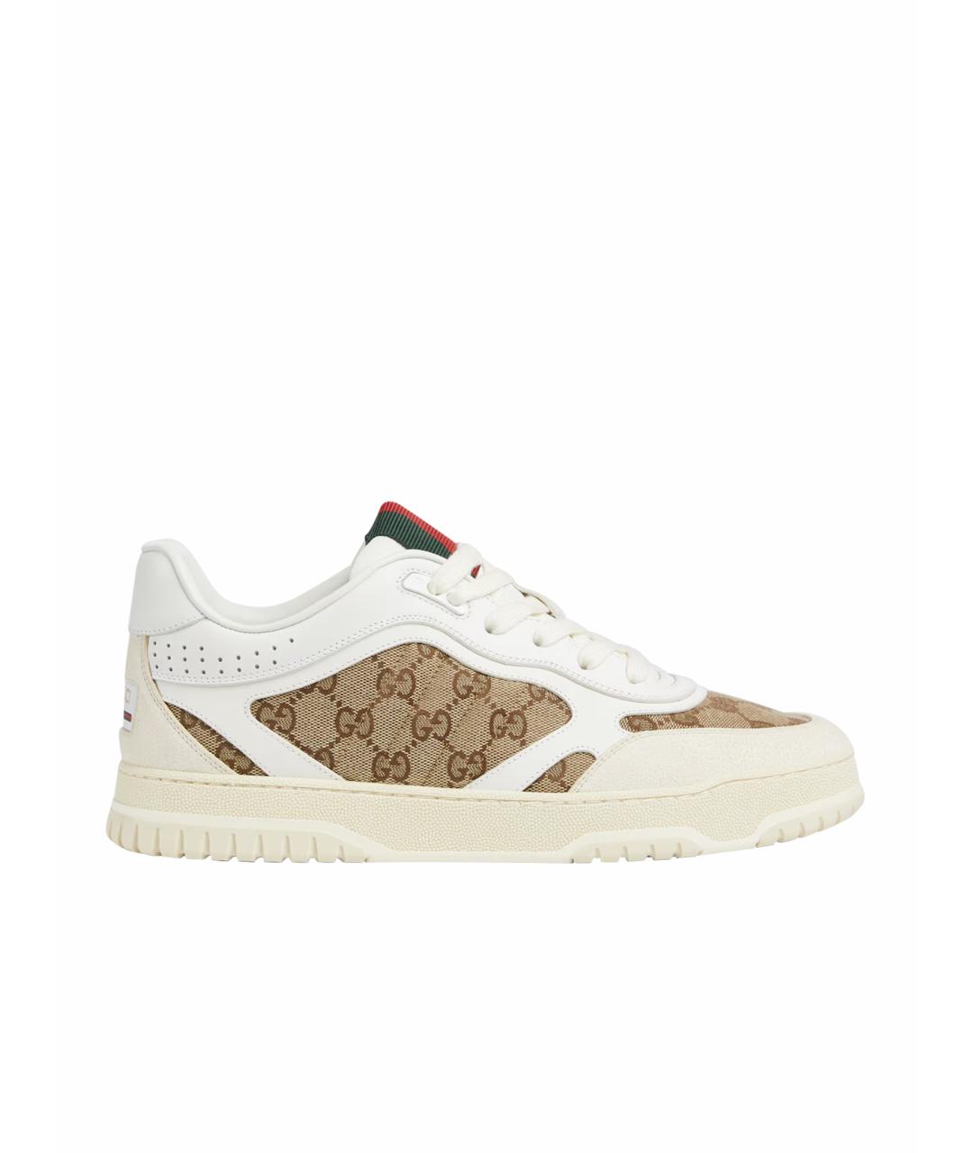 GUCCI Бежевые текстильные низкие кроссовки / кеды, фото 1