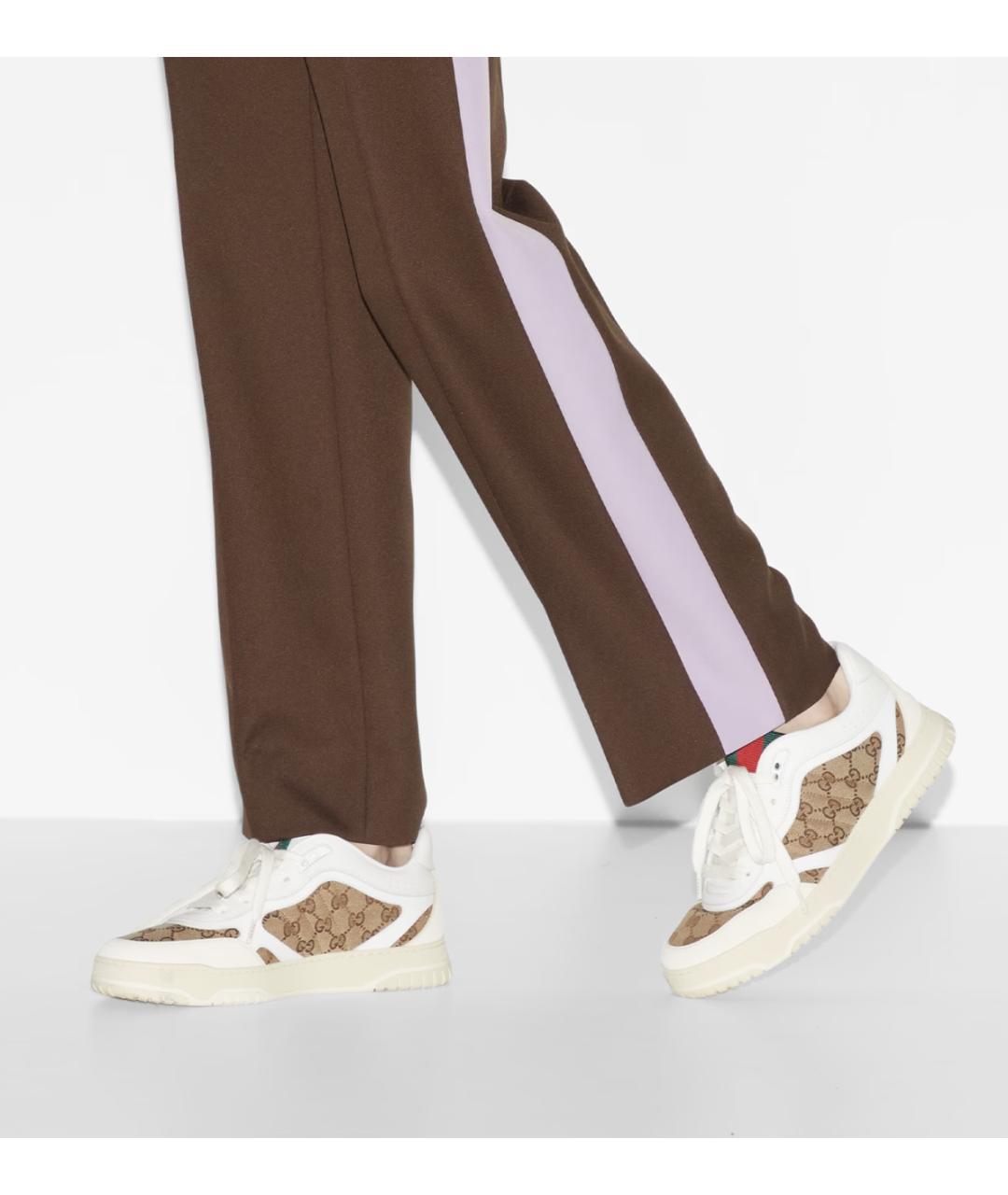 GUCCI Бежевые текстильные низкие кроссовки / кеды, фото 4