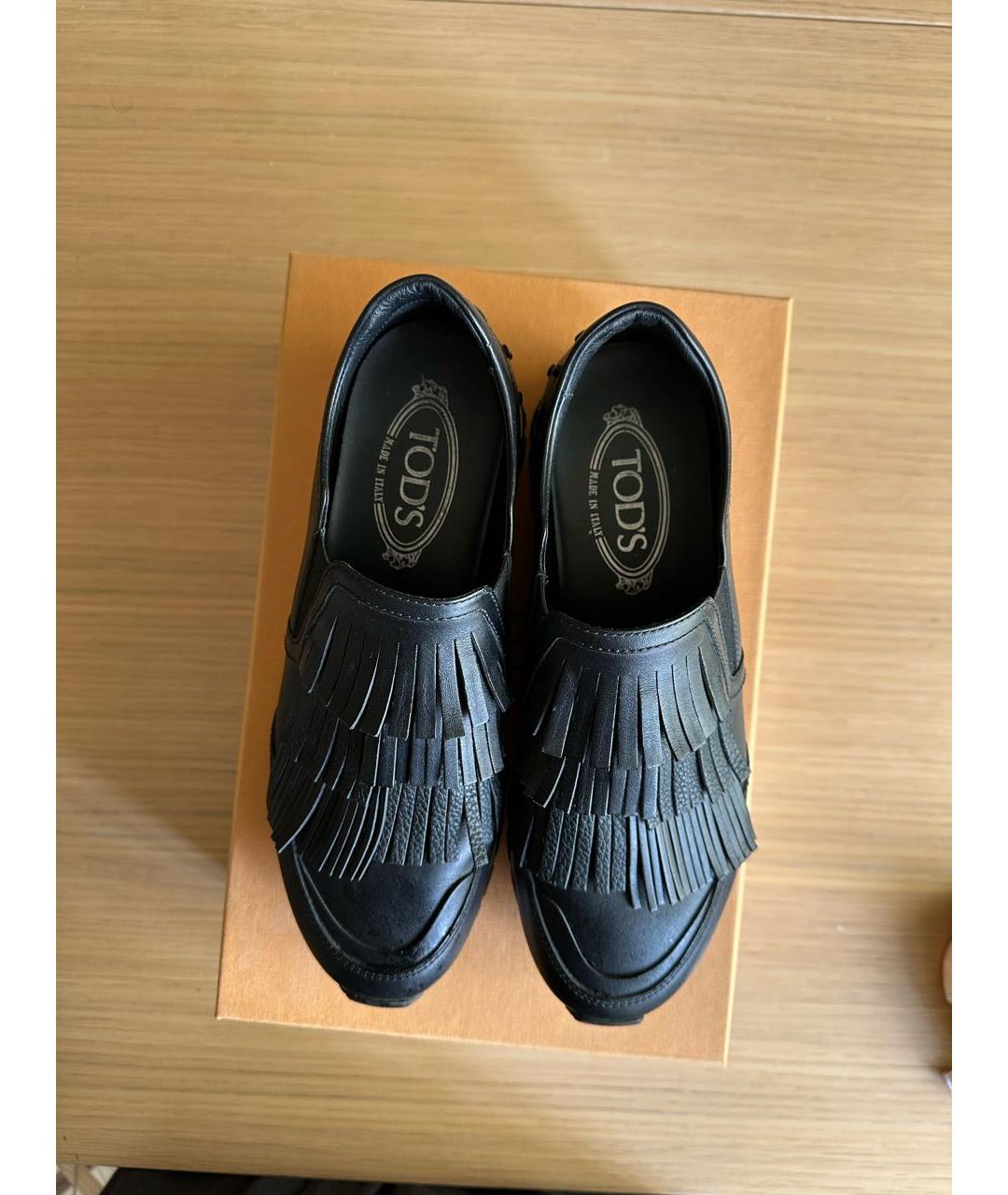 TOD'S Черные кожаные кроссовки, фото 2