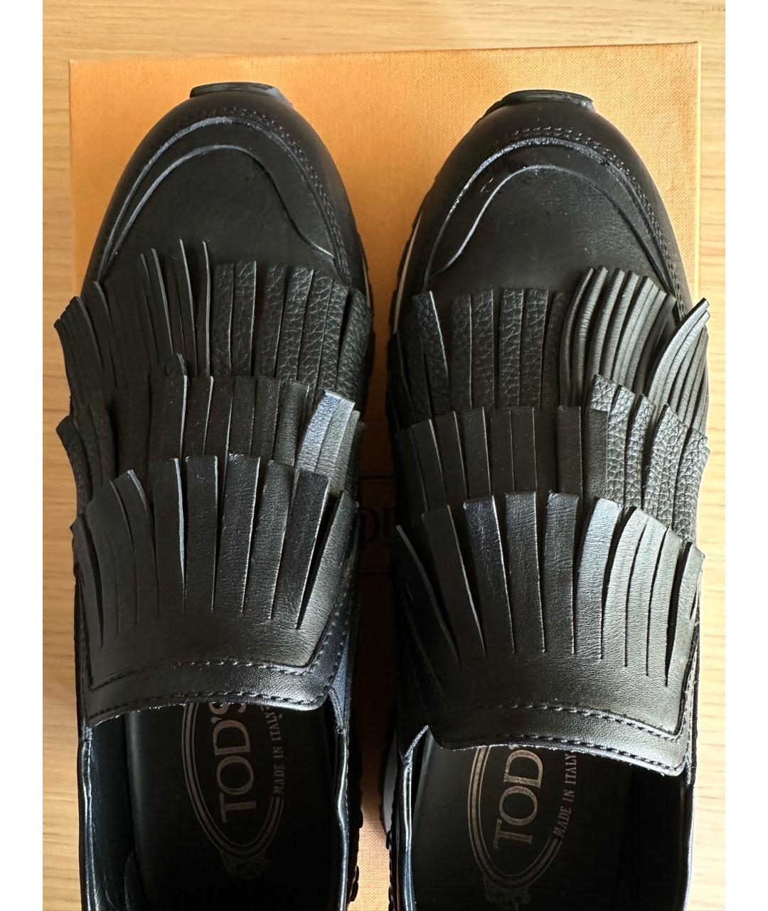 TOD'S Черные кожаные кроссовки, фото 4