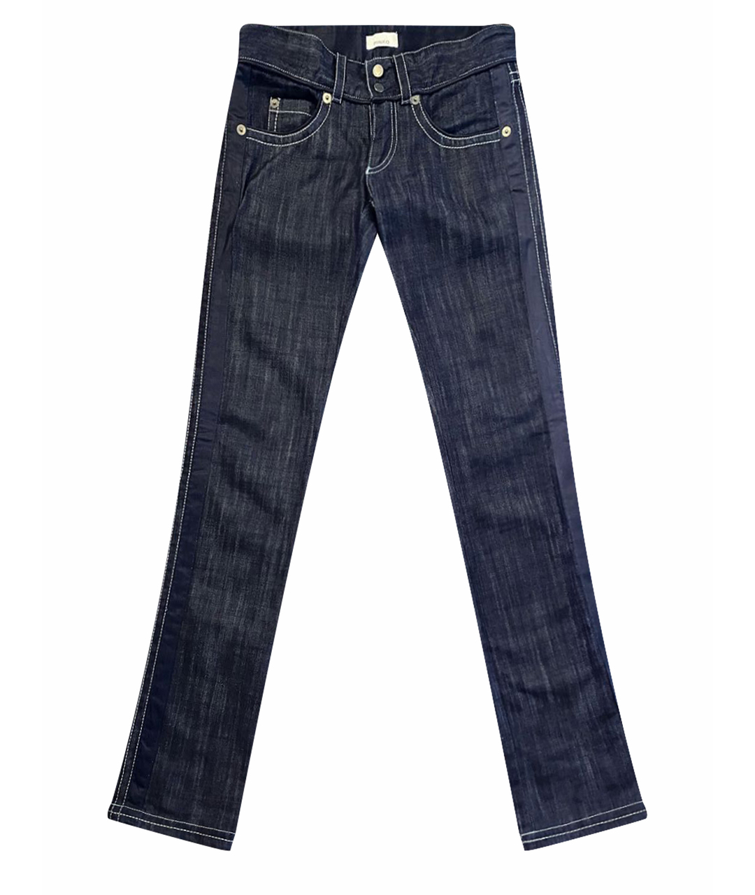 PINKO Темно-синие хлопковые прямые джинсы, фото 1