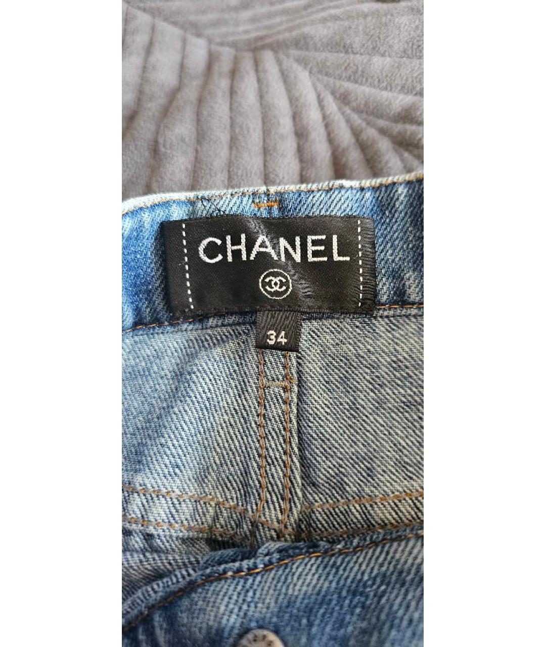 CHANEL Синие хлопковые прямые джинсы, фото 3