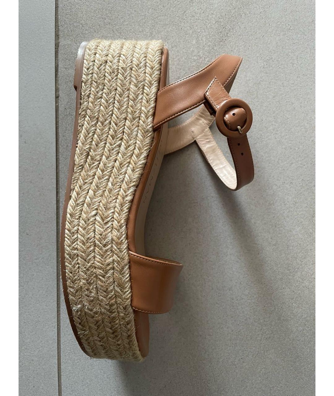 STUART WEITZMAN Коричневые кожаные босоножки, фото 7