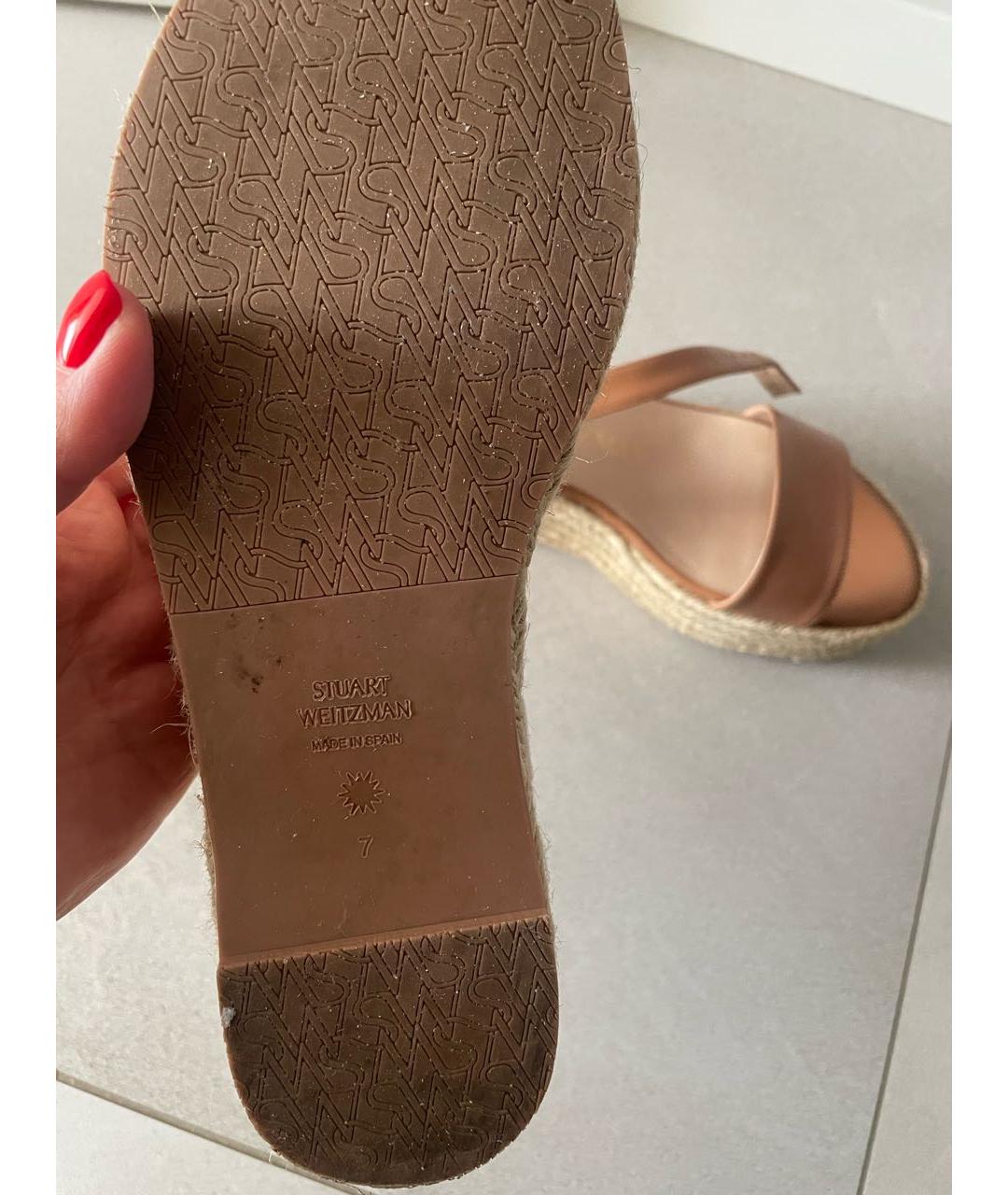 STUART WEITZMAN Коричневые кожаные босоножки, фото 5