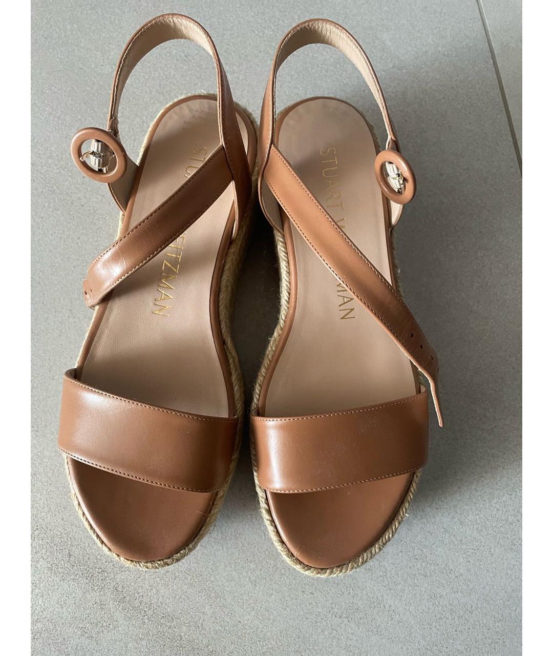STUART WEITZMAN Коричневые кожаные босоножки, фото 3