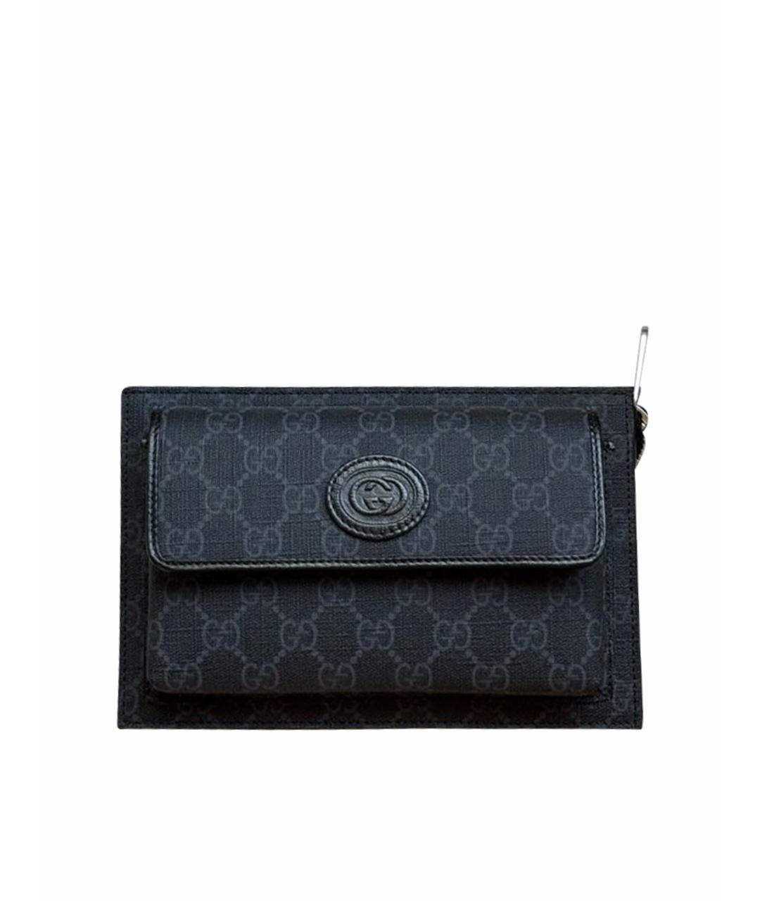 GUCCI Черная кожаная поясная сумка, фото 1