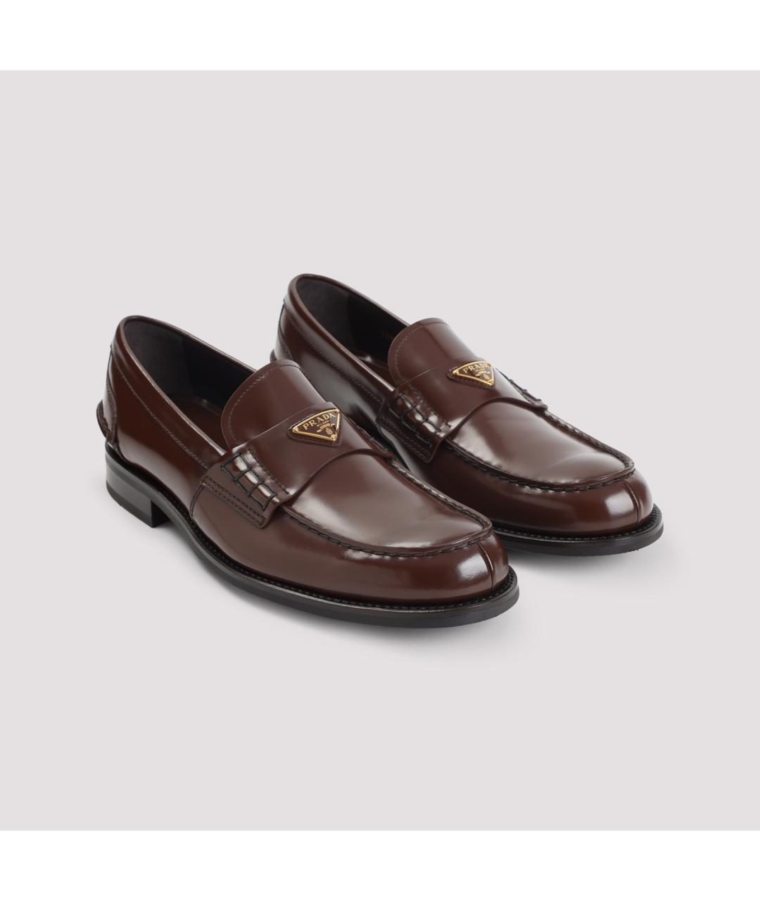 PRADA Коричневые кожаные лоферы, фото 3