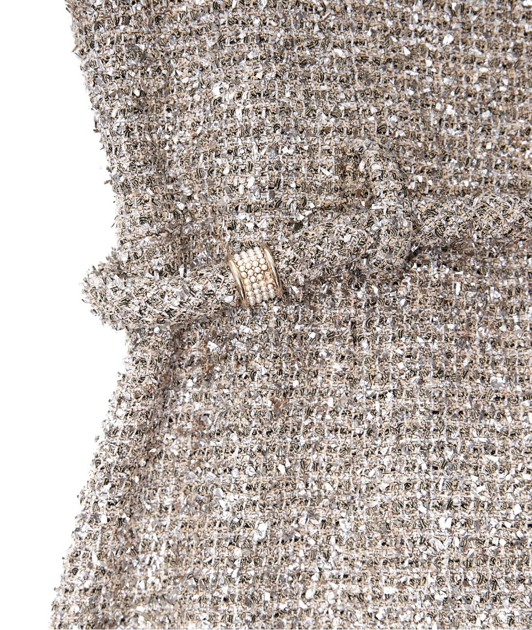 CHANEL Серебряное хлопковое коктейльное платье, фото 7