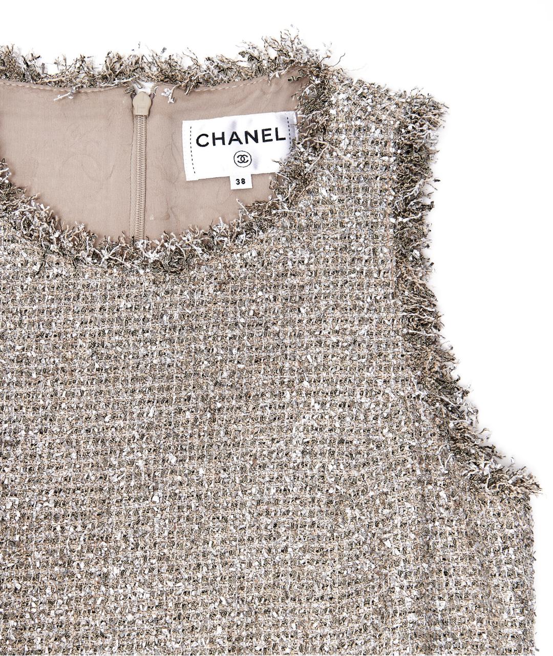 CHANEL Серебряное хлопковое коктейльное платье, фото 3
