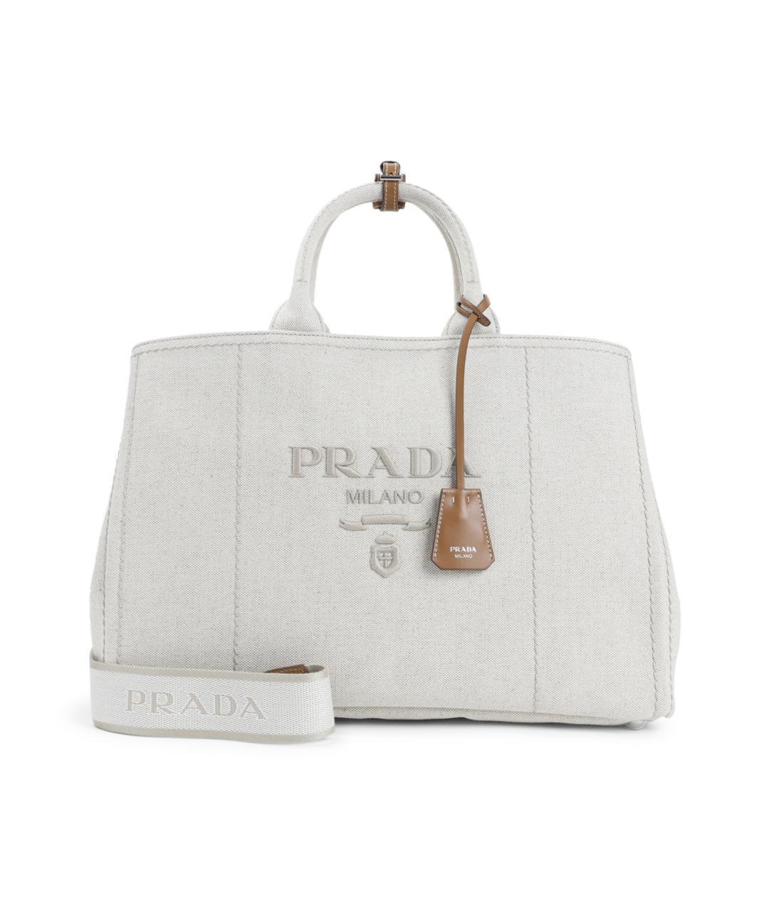 PRADA Бежевая хлопковая сумка тоут, фото 1