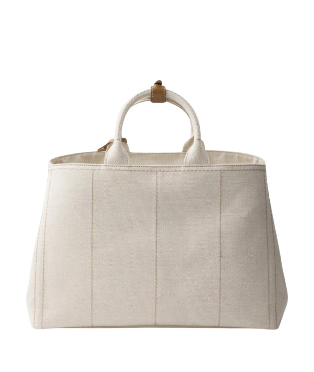 PRADA Бежевая льняная сумка тоут, фото 3