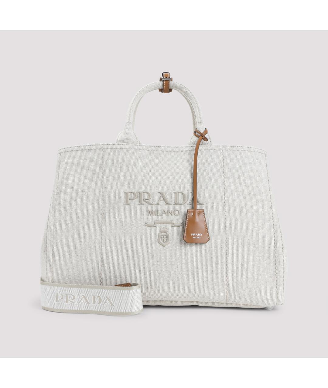 PRADA Бежевая хлопковая сумка тоут, фото 2