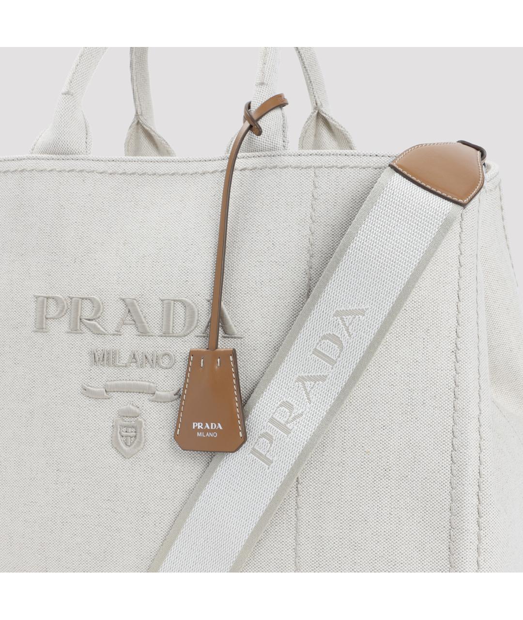 PRADA Бежевая хлопковая сумка тоут, фото 4
