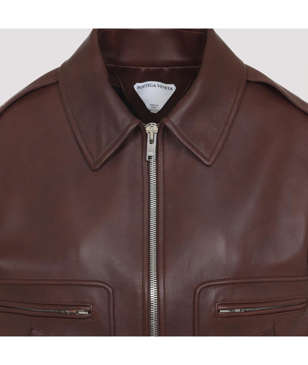 BOTTEGA VENETA Коричневая кожаная дубленка, фото 4