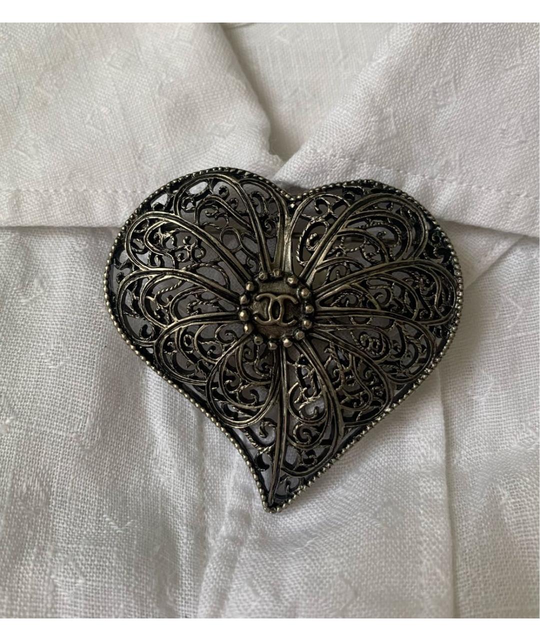 CHANEL Серебряная металлическая булавка / брошь, фото 4