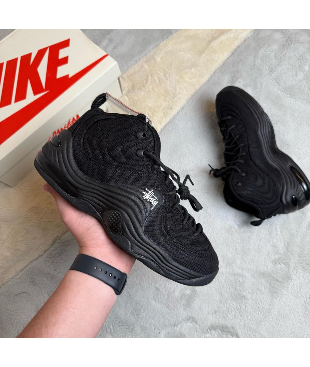 NIKE Черные текстильные высокие кроссовки / кеды, фото 2