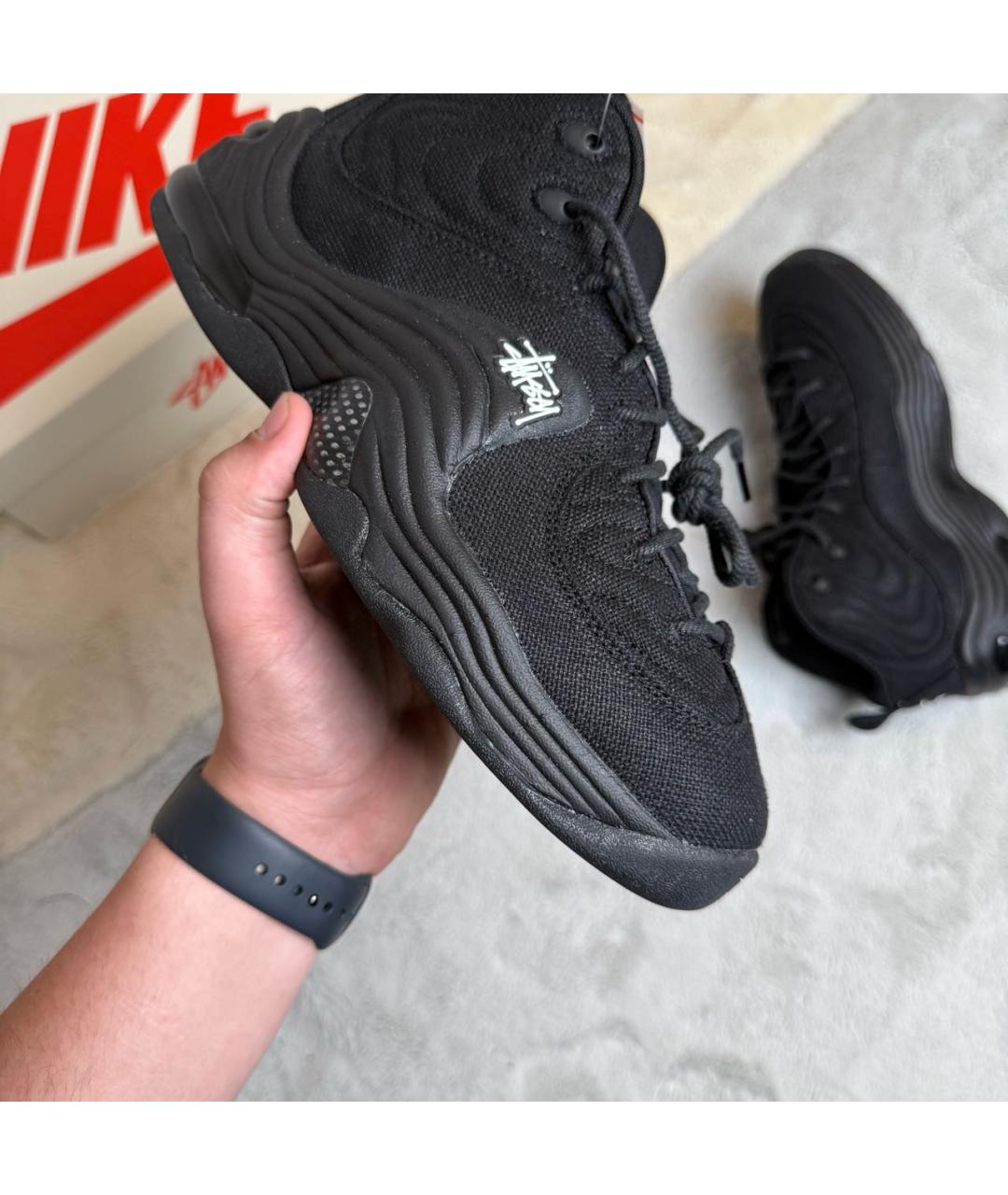 NIKE Черные текстильные высокие кроссовки / кеды, фото 6