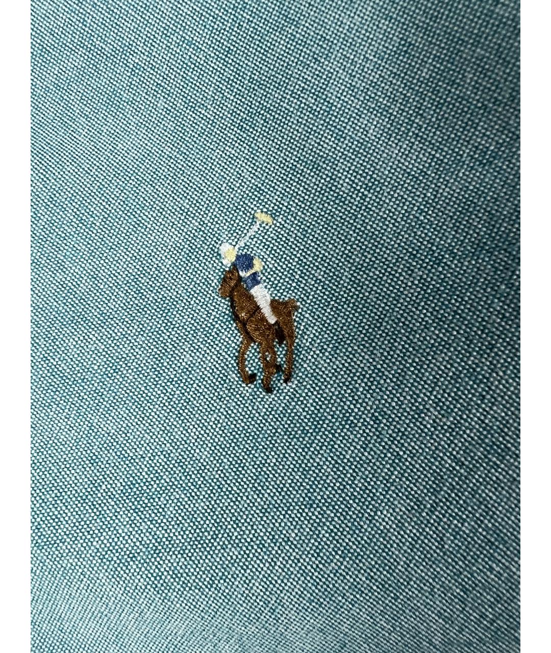 RALPH LAUREN Голубая хлопковая классическая рубашка, фото 2