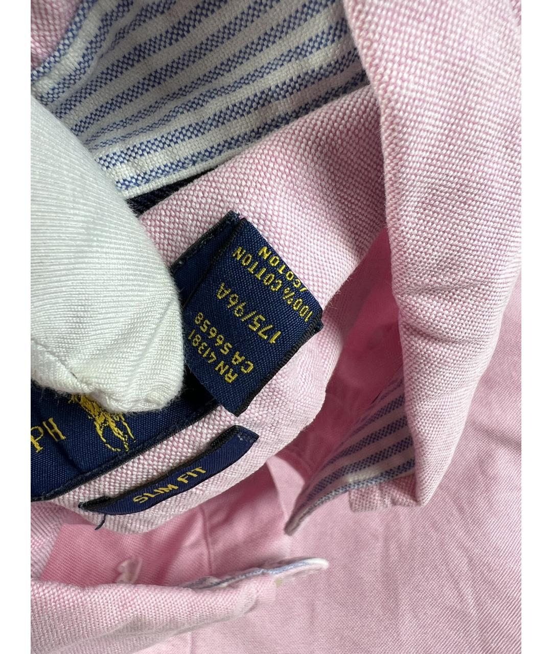 RALPH LAUREN Розовая хлопковая кэжуал рубашка, фото 5