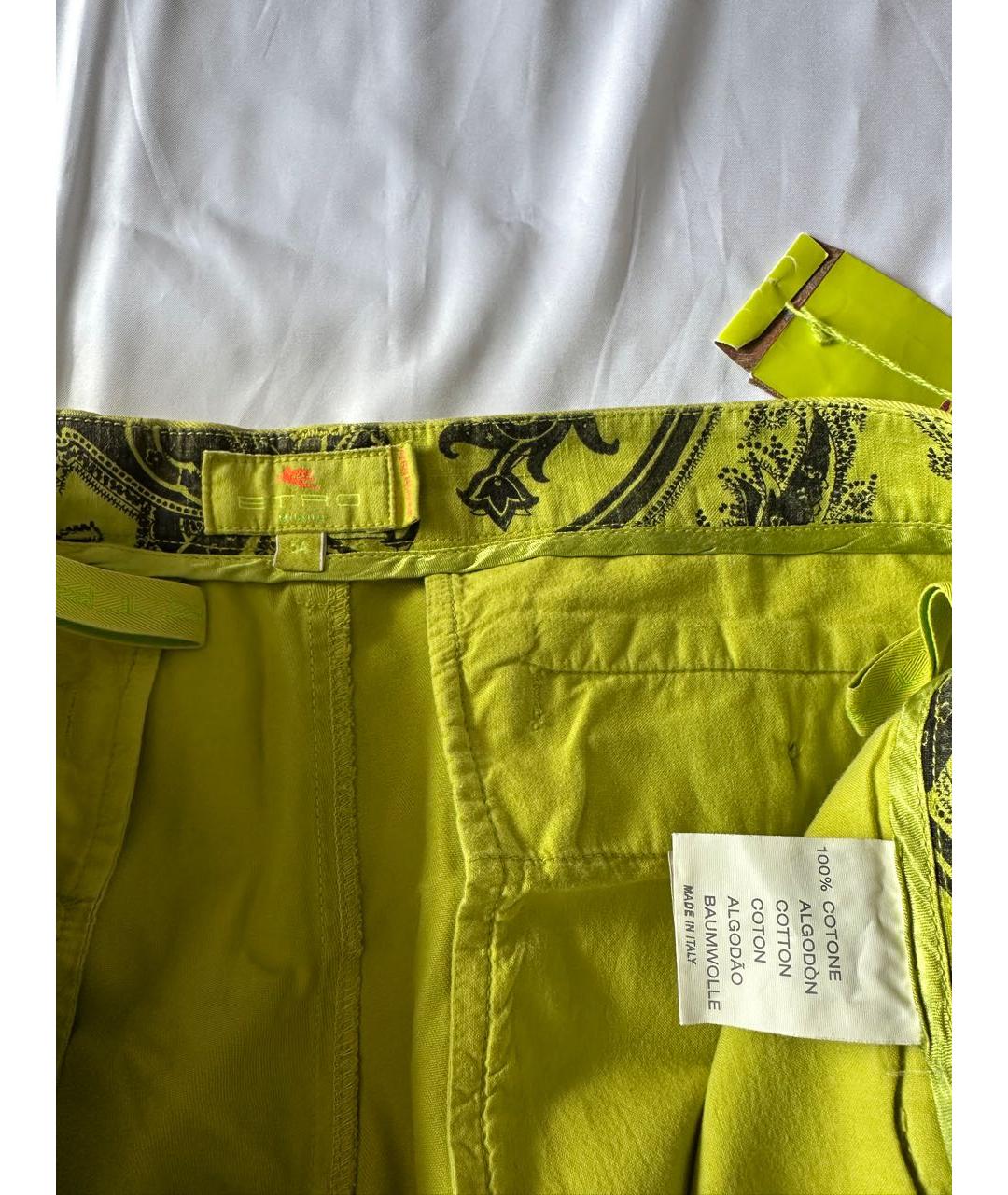 ETRO Салатовые хлопковые повседневные брюки, фото 3