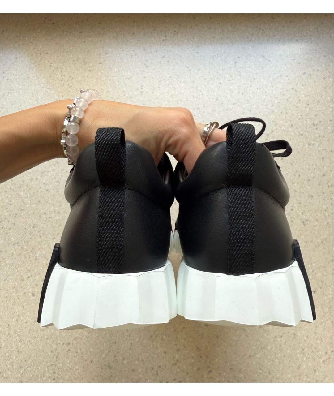 HERMES Черные кожаные низкие кроссовки / кеды, фото 4