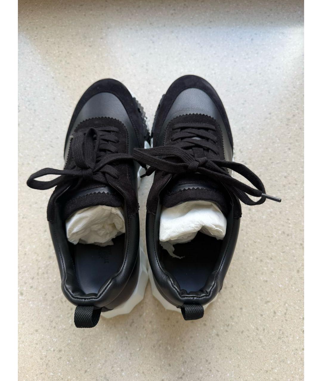 HERMES Черные кожаные низкие кроссовки / кеды, фото 3