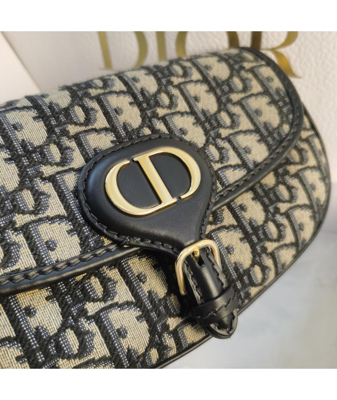 CHRISTIAN DIOR Темно-синяя жаккардовая сумка через плечо, фото 5