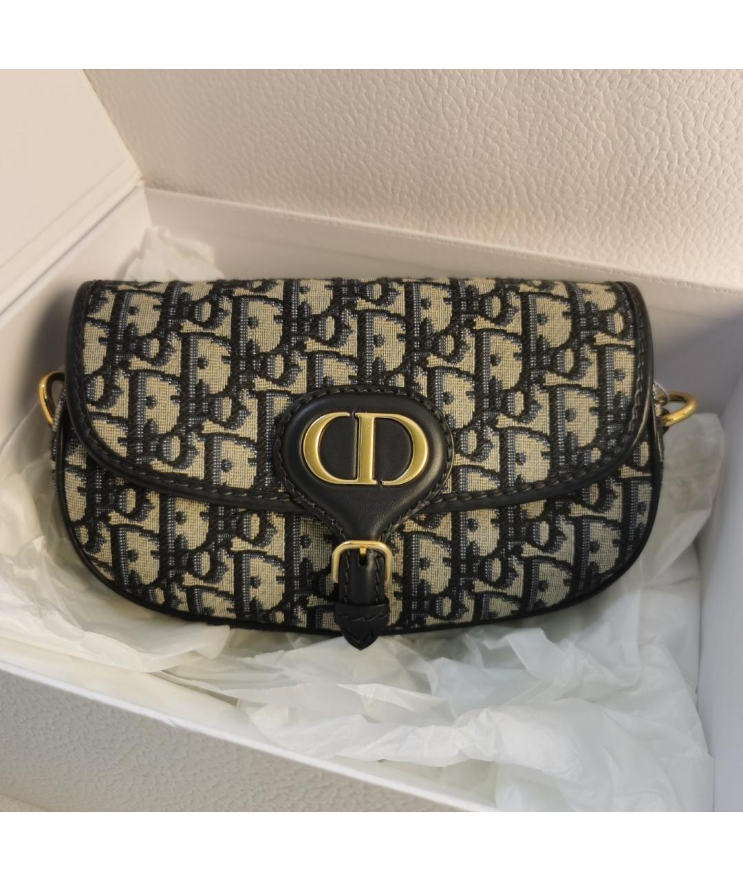 CHRISTIAN DIOR Темно-синяя жаккардовая сумка через плечо, фото 2