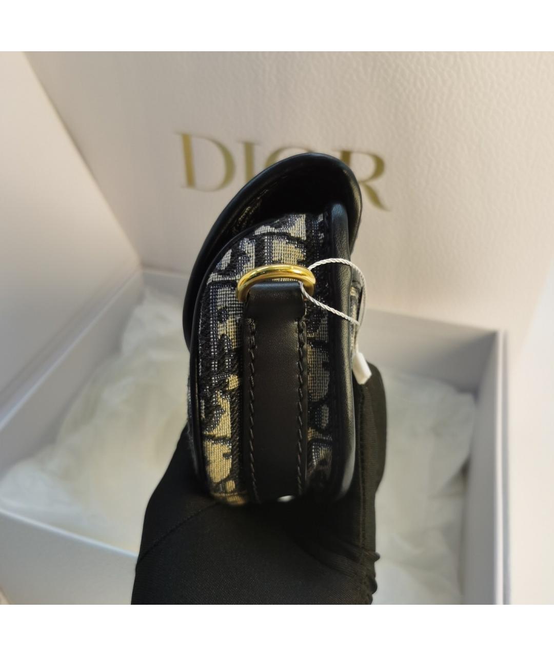 CHRISTIAN DIOR Темно-синяя жаккардовая сумка через плечо, фото 4