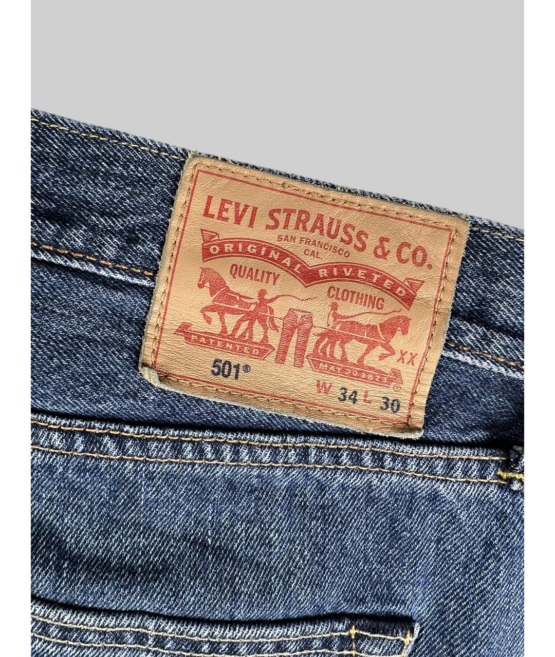 LEVI'S Синие хлопковые прямые джинсы, фото 3